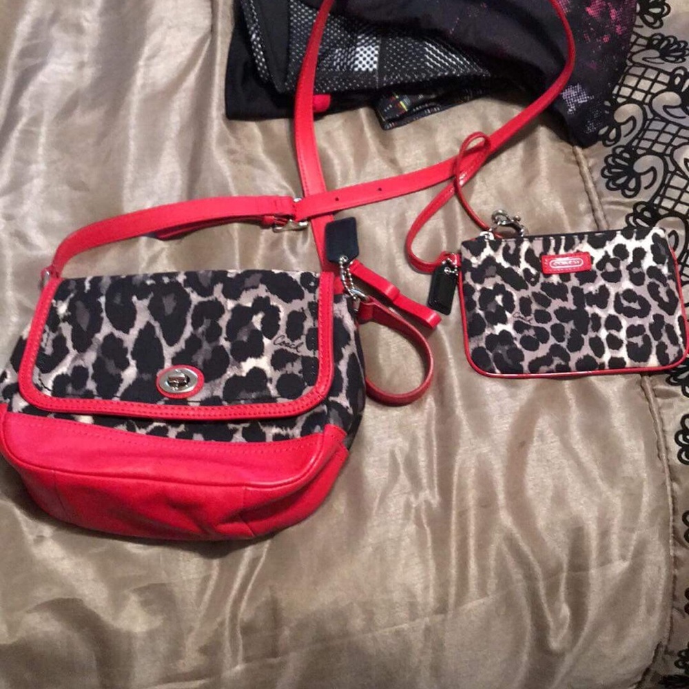 Authentic Coach purse and matching wristlet .